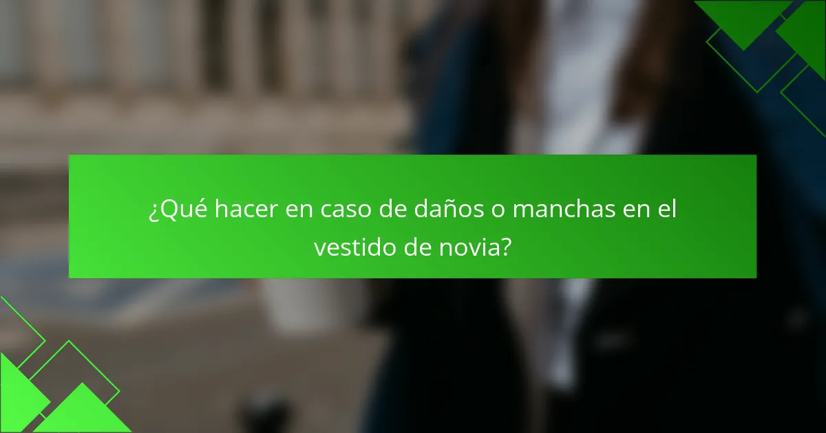 ¿Qué hacer en caso de daños o manchas en el vestido de novia?