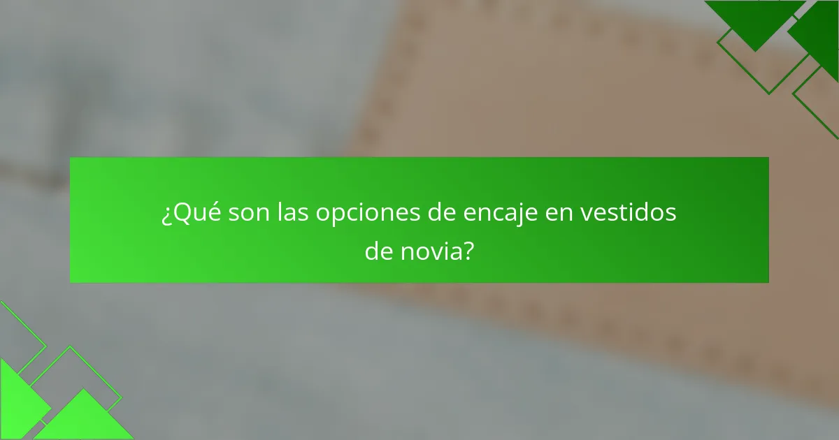 ¿Qué son las opciones de encaje en vestidos de novia?