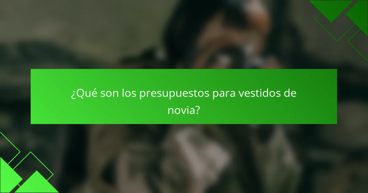 ¿Qué son los presupuestos para vestidos de novia?