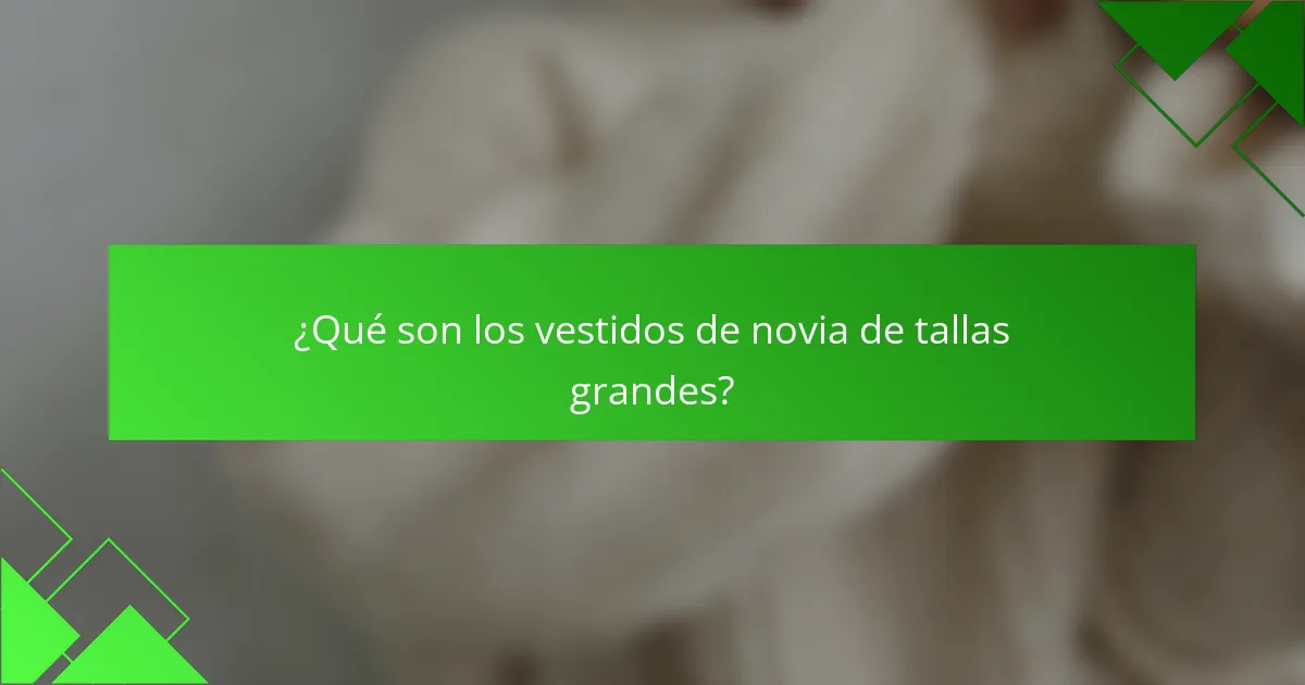 ¿Qué son los vestidos de novia de tallas grandes?